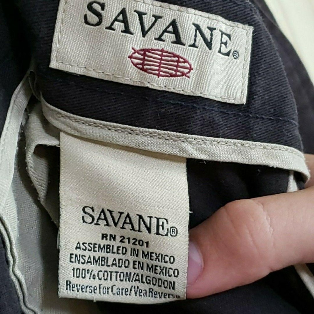 Savane Pants Mens 36x32 Black Pleated Chino Classic Fit Cotton Casual Slacks - Picture 8 of 9